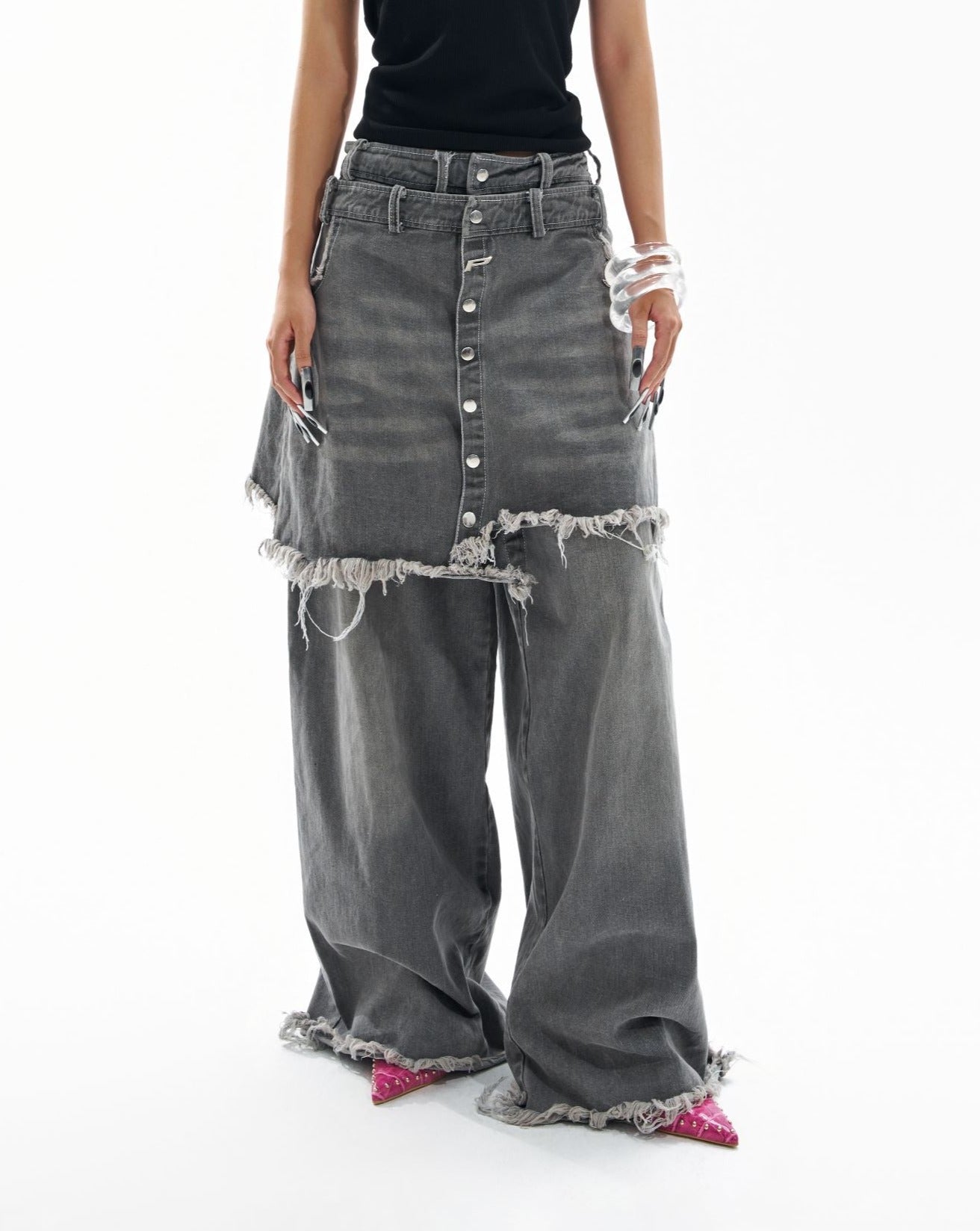 Layered denim skirt best sale