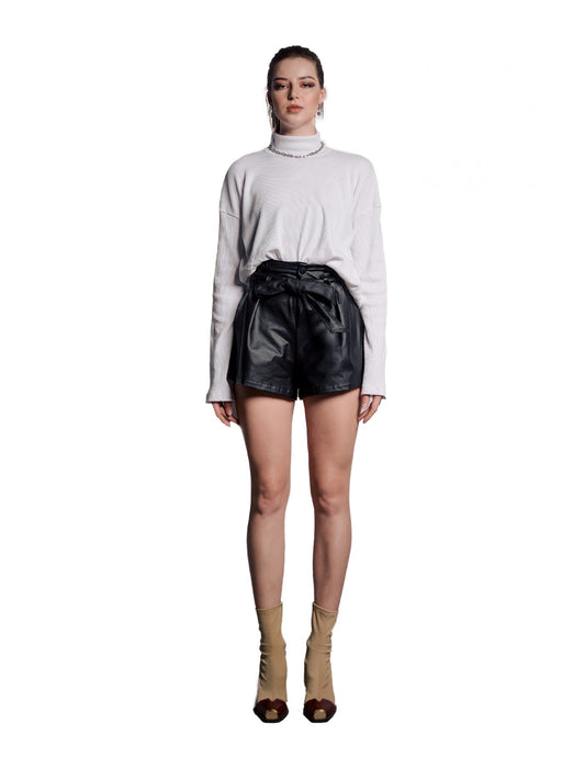 High-rise Leather Shorts