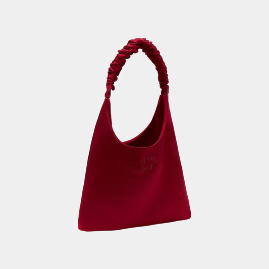 RED RUFFLE TAFTA TOTE