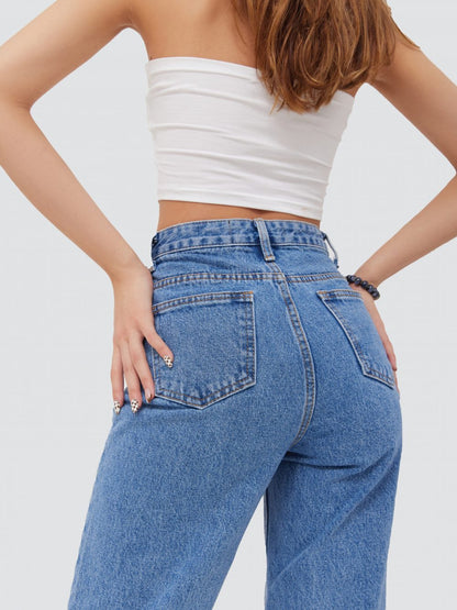 STRAIGHT LEG BUTTON JEANS