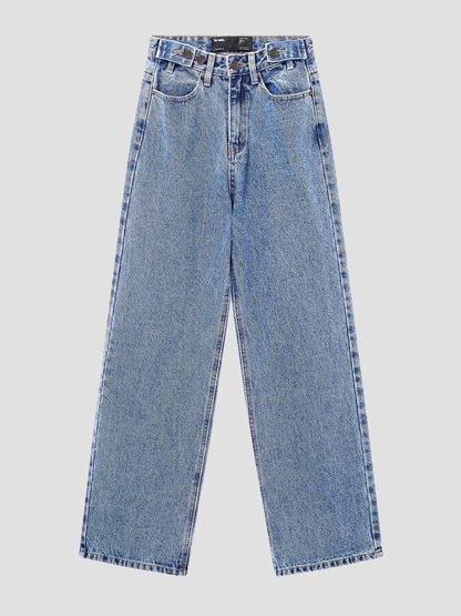 STRAIGHT LEG BUTTON JEANS