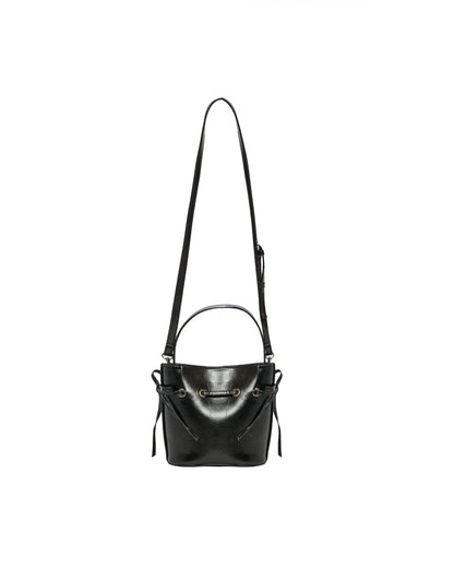 BLACK BOW SIDES BUCKET BAG