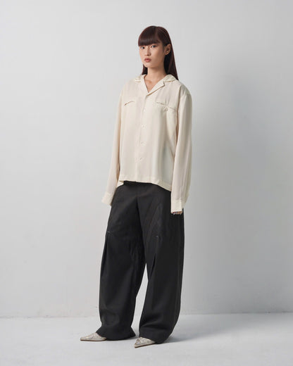 Dark Gray Bamboo Shoot Pleated Trousers