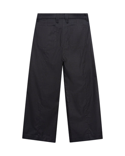 Dark Gray Bamboo Shoot Pleated Trousers