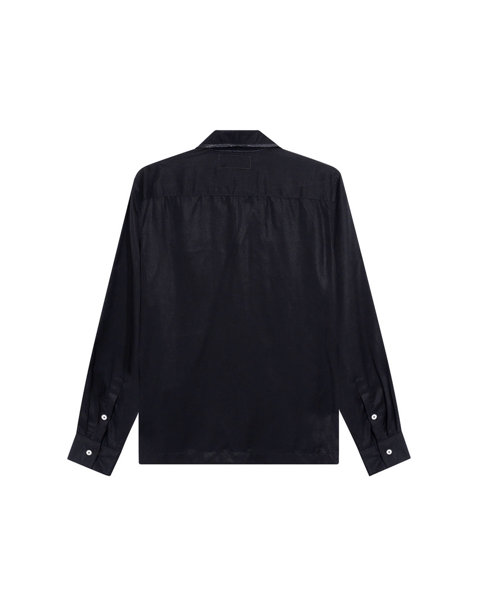 black-satin-collar-tencel-shirt saomai astoud