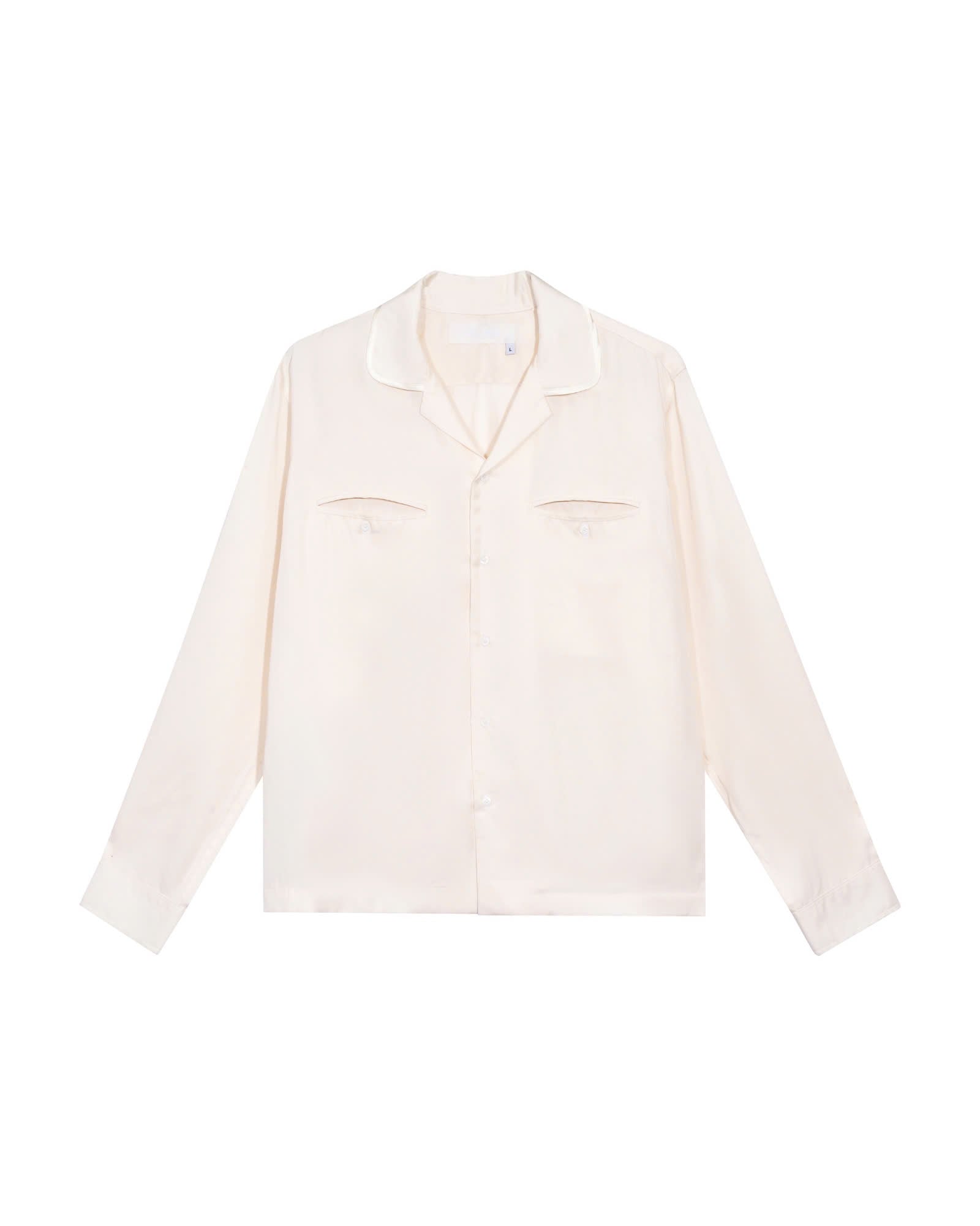 white-satin-collar-tencel-shirt saomai astoud