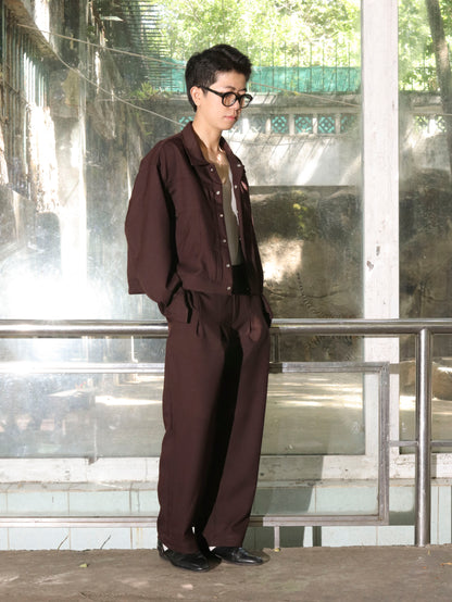 brown-sta-prest-pleated-balloon-trousers saomai astoud