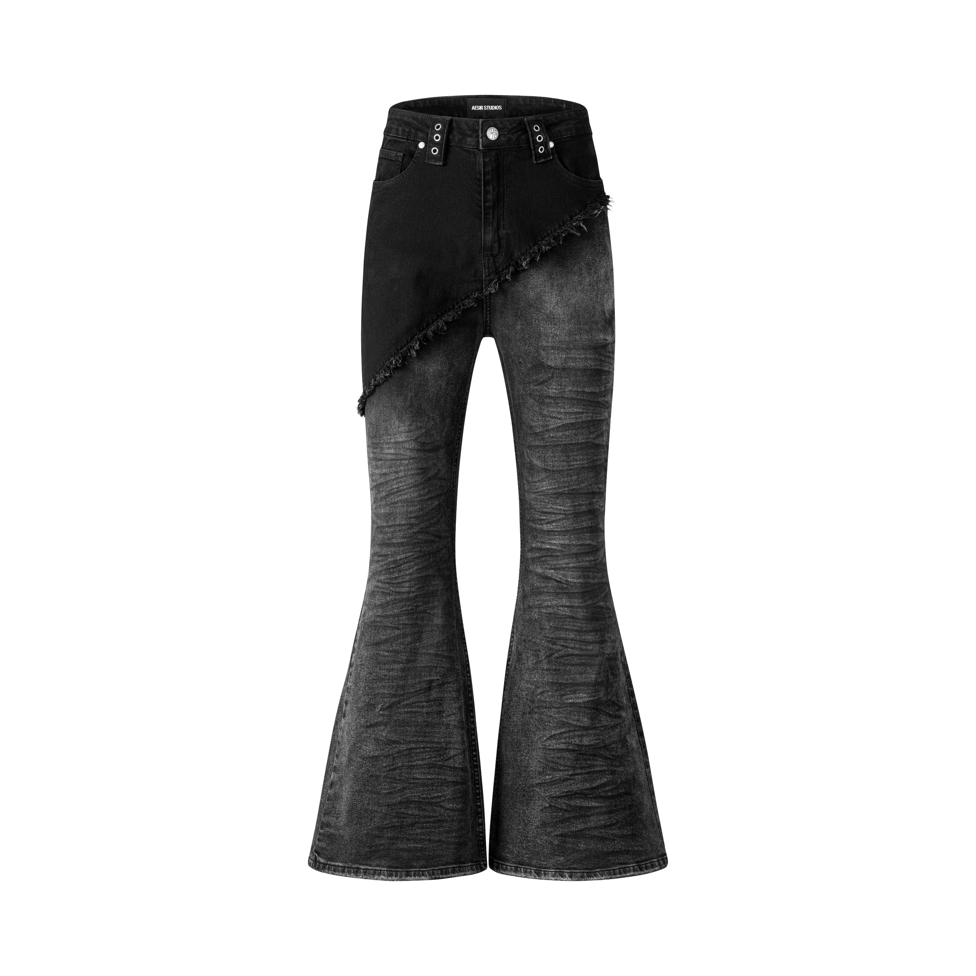 ssss-women-black-hybrid-flared-jeans aesir astoud