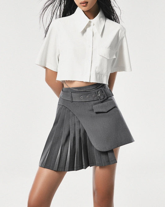 Women's White Cropped Shirt