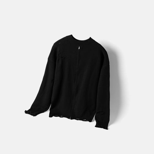 ATLU TWO WAY ZIP SWEATER | BLACK