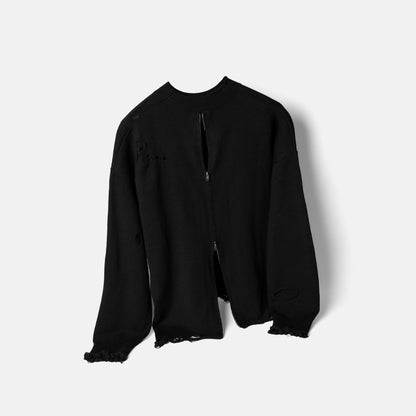 ATLU TWO WAY ZIP SWEATER | BLACK