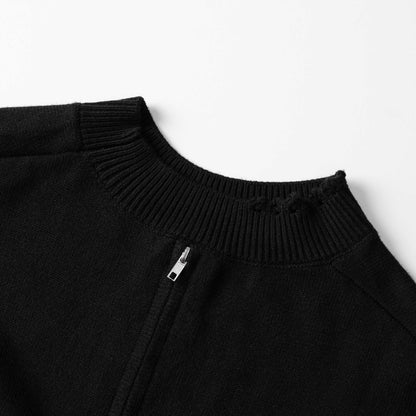 ATLU TWO WAY ZIP SWEATER | BLACK