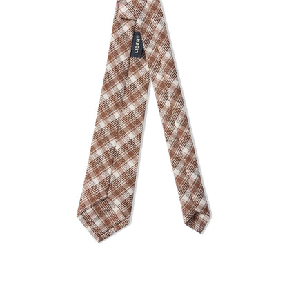 brown-orange-checked-oversized-shirt-pocket-button-tie-lider