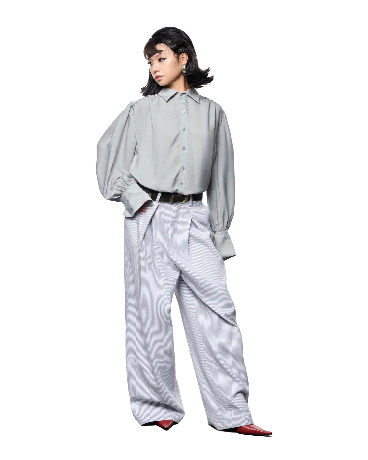 pewter-linen-shirt-unisex-pleated-ruffles-bows-lider