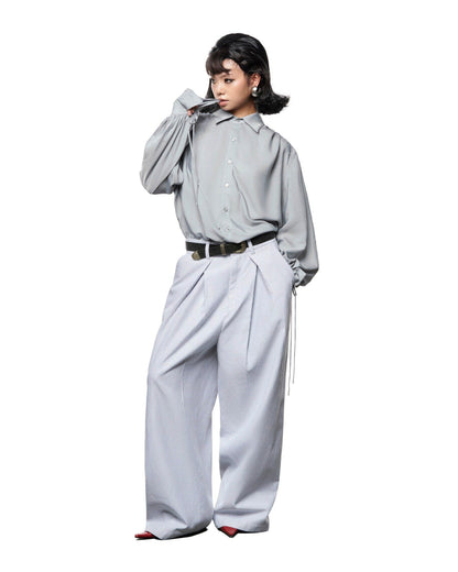 pewter-linen-shirt-unisex-pleated-ruffles-bows-lider