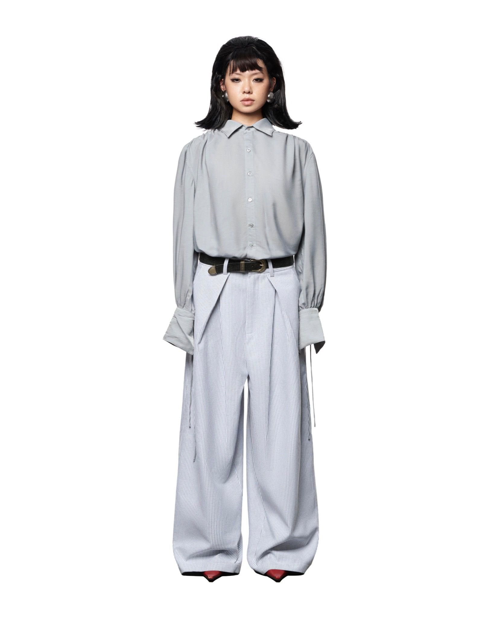 pewter-linen-shirt-unisex-pleated-ruffles-bows-lider